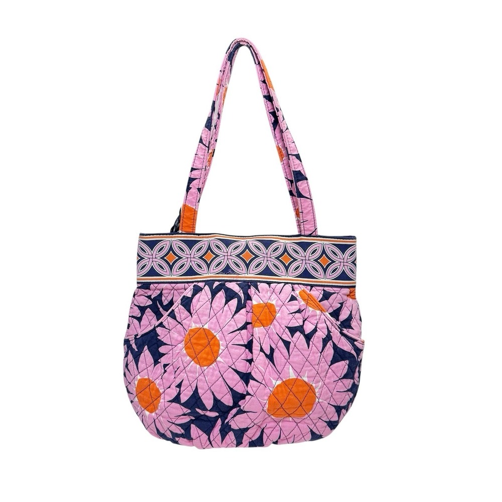 Vera Bradley Quilted Shoulder Bag Purse Retired "Loves Me" Pink Blue Orange
